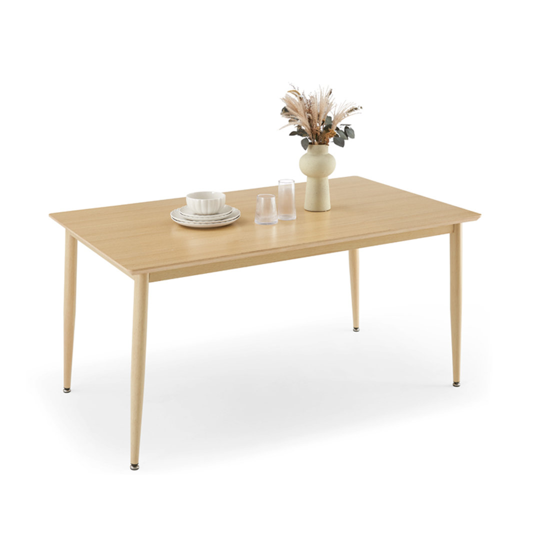 VonHaus Burton 6 Seater Dining Table Dark Wood Effect Dark Brown Wood